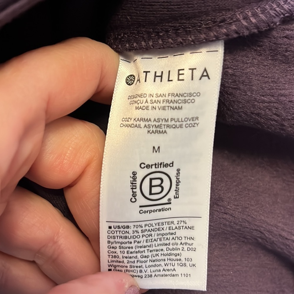 Athleta softest fleece lined crossover funnel neck pullover in grape color, M - Picture 13 of 15